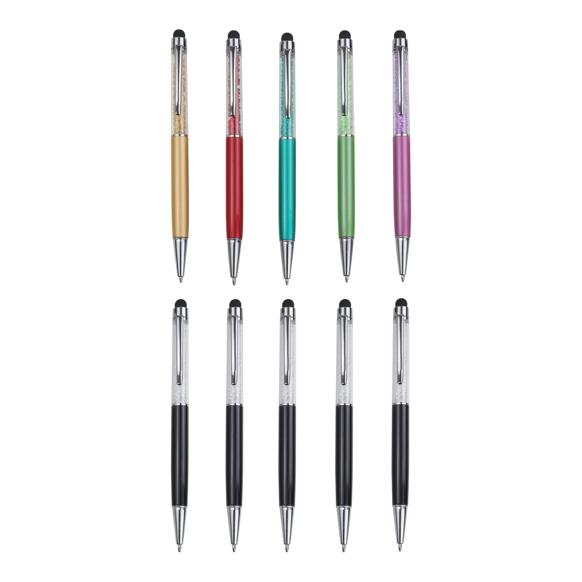 10 Pcs of Fashionable Ballpoint Pens, including 5 black and orange, red, green, orange, pink, green,Gifting,School Stationery