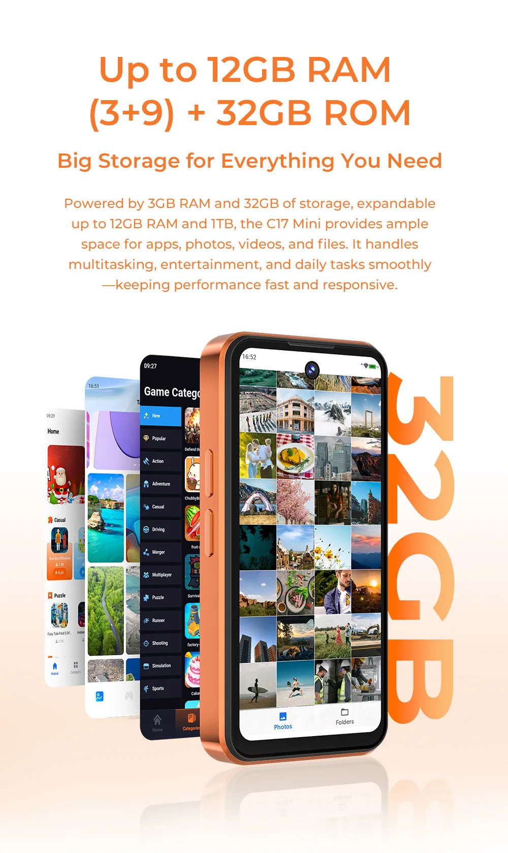 OUKITEL C17 mini Mini Smartphone, Up to 12GB RAM (3+9) + 32GB ROM, Ultra Compact Pocket Small Phone, 4" Mini Display, 2300mAh Battery, Gemini AI, Unlocked Android Mobile Phone
