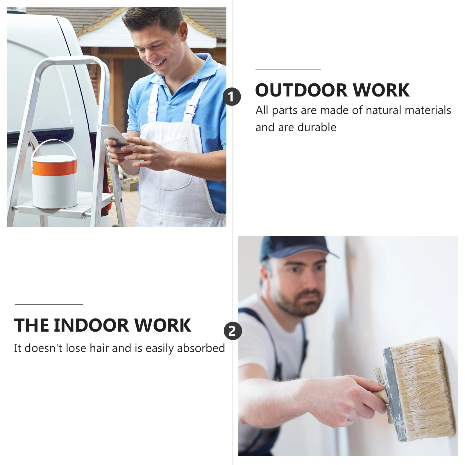 

1pcs Paint Brushes Flat Tip Wood Handle High Absorbency Long Lasting For Adhesives Touchups Chip Marine White Decor