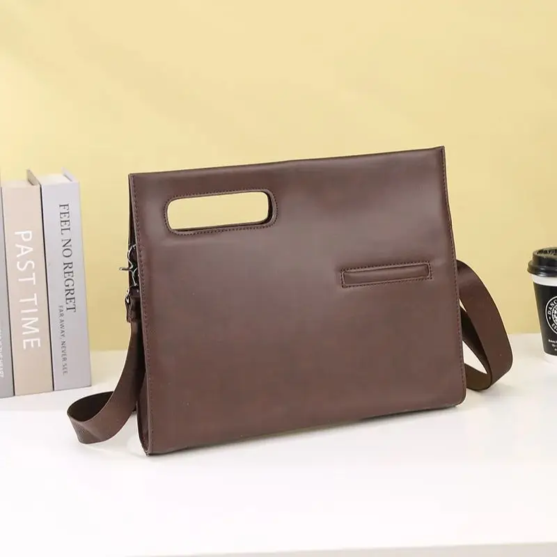 GOYN Leather Men's Shoulder Satchel Bags Briefcase File Bag Vintage Design Business Clutch Purse Folder Handbag