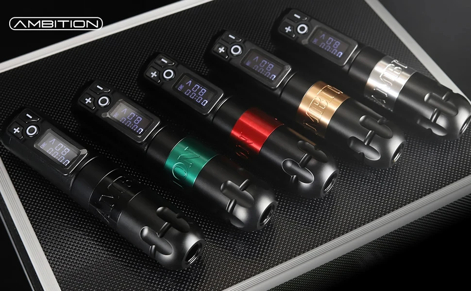 Ambition Soldier Kabellose Tattoo-Maschine, rotierender Akku-Stift, 2400 mAh, LED-Digitalanzeige für Körperkunst, mit tragbarem Netzteil – Detail 2