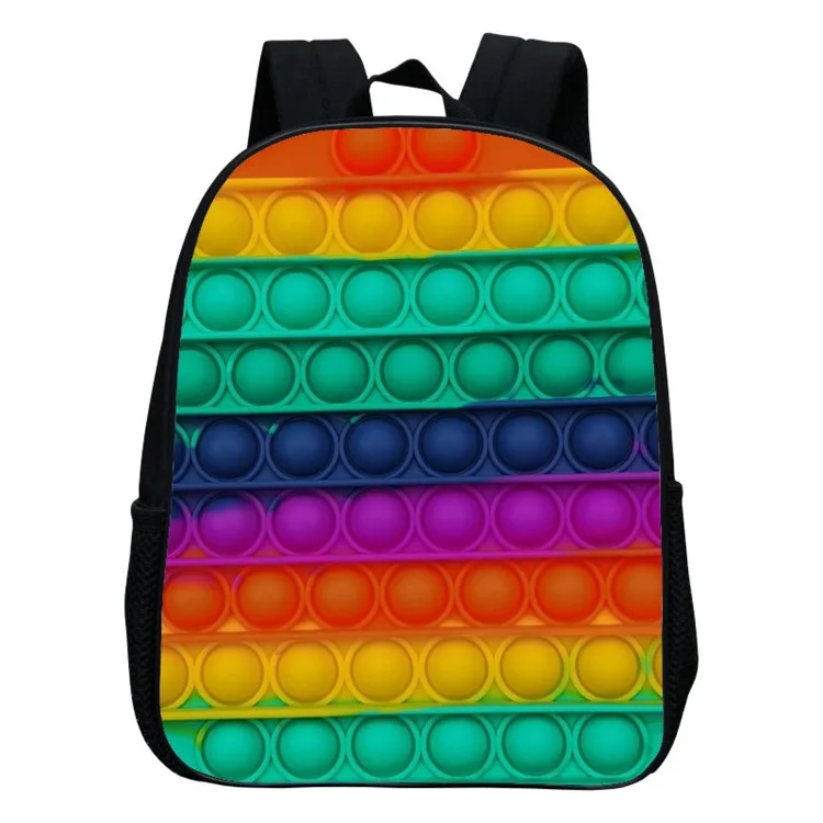 12 Inch Pop Its Rainbow Printed Children Schoolbag Back To School Student Backpack In Kindergarten Gift