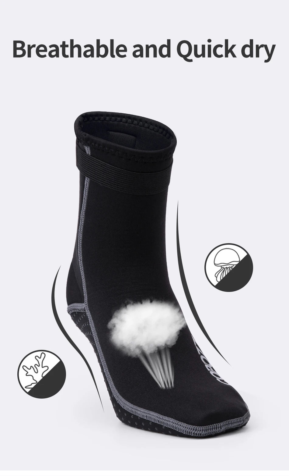 Copozz 3mm Neopren Strand-Schwimm-Tauchsocken Wassersport Rutschfeste Schuhe Schwimm- und Tauchsocken Strandstiefel – Detail 2