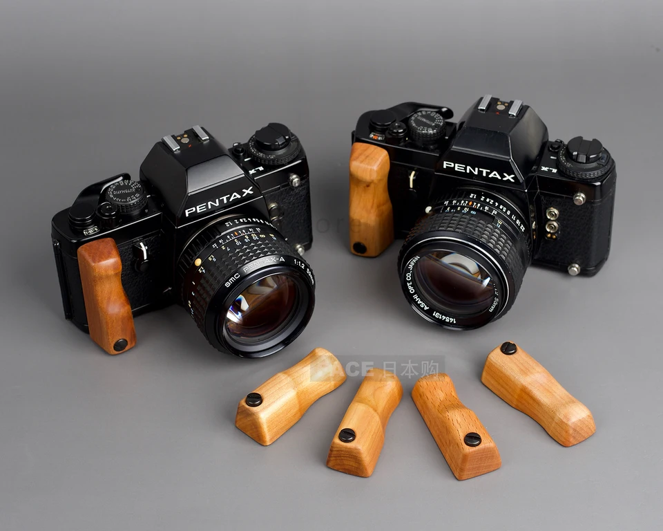 ウォールナットウッドグレーカービングシェイクハンドルpentallxカメラ