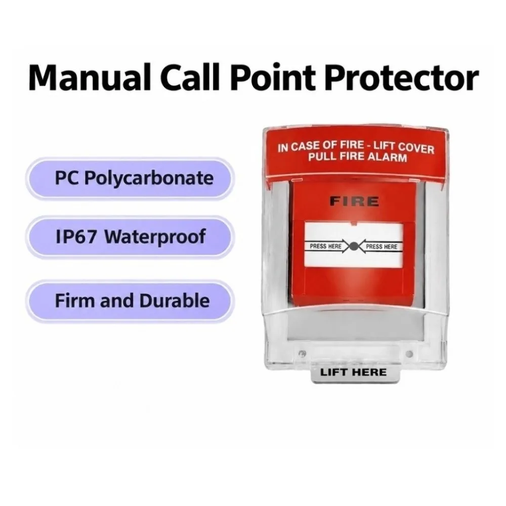 PC Fire Alarm Pull Station Cover Full Coverage Easy Installation Manual Call Point Cover High Temperature Resistant