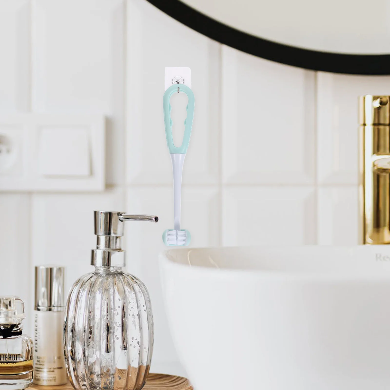 Spazzolino da denti con setole a U avvolte su tre lati Spazzolino da allattamento per spazzolino da denti per addestramento all'igiene orale Materiale Tpe sicuro