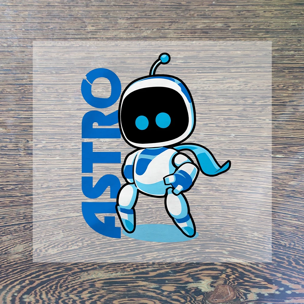 Astro Bot Cartoon Iron on Patches for Clothing DIY T-shirt Heat Transfer anime Stickers children Clothes Custom Vinyl Sticker