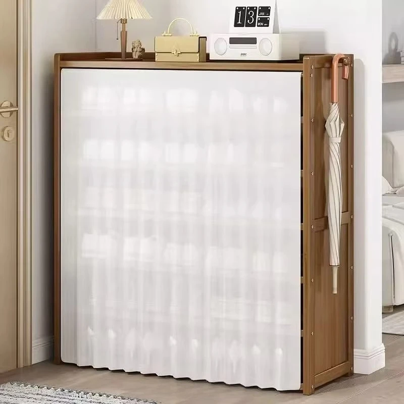 

#Large Capacity Modern Bamboo Shoe Rack Multiple Layers Floor Standing Dust-Proof Cabinet for Household Rental Room Shoe Storage
