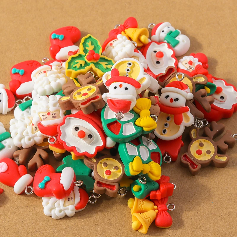 Picture 5: 10Pcs Cartoon Christmas Charms Snowman Santa Claus Deer Pendants for Making Earrings Necklace DIY X'mas Gift Jewelry Accessories