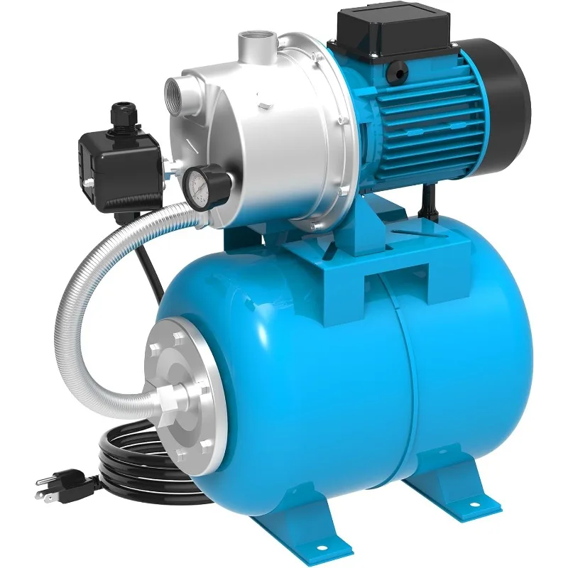 Shallow Well Pump with Pressure Tank 1.5HP, Irrigation Jet Pump 1200 GPH Automatic Booster Sprinkler System