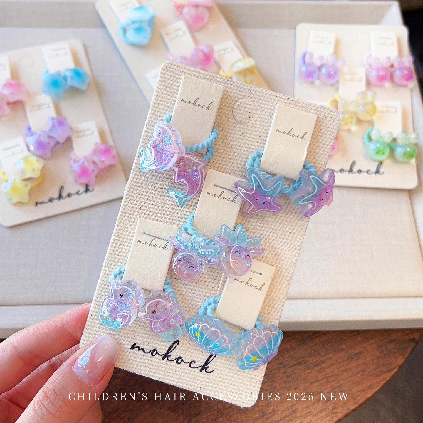 2026 New 10pcs/set Ocean Style Hair Ties For Baby Girls Toddler Fashion High Elasticity No Hurt Hair Korean Star Heart Hair Band view 4