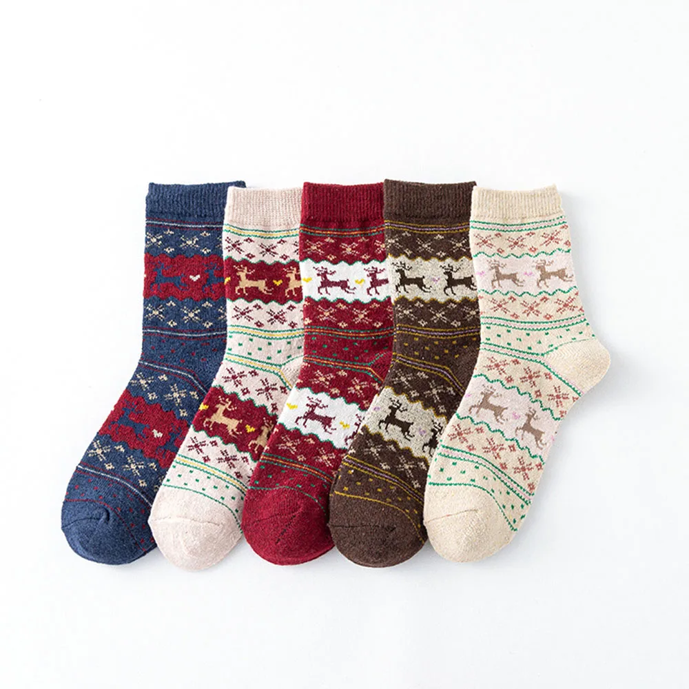 Fashion Patterns Wool Socks On Christmas Stylish Personalized Warming Socks For Winter