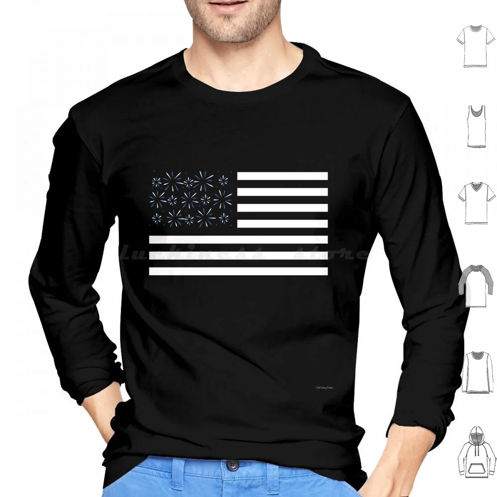 Fireworks Usa Flag Hoodie cotton Long Sleeve Fireworks Director Fireworks 4th Of July Holiday New Year Explosives Fire I Run