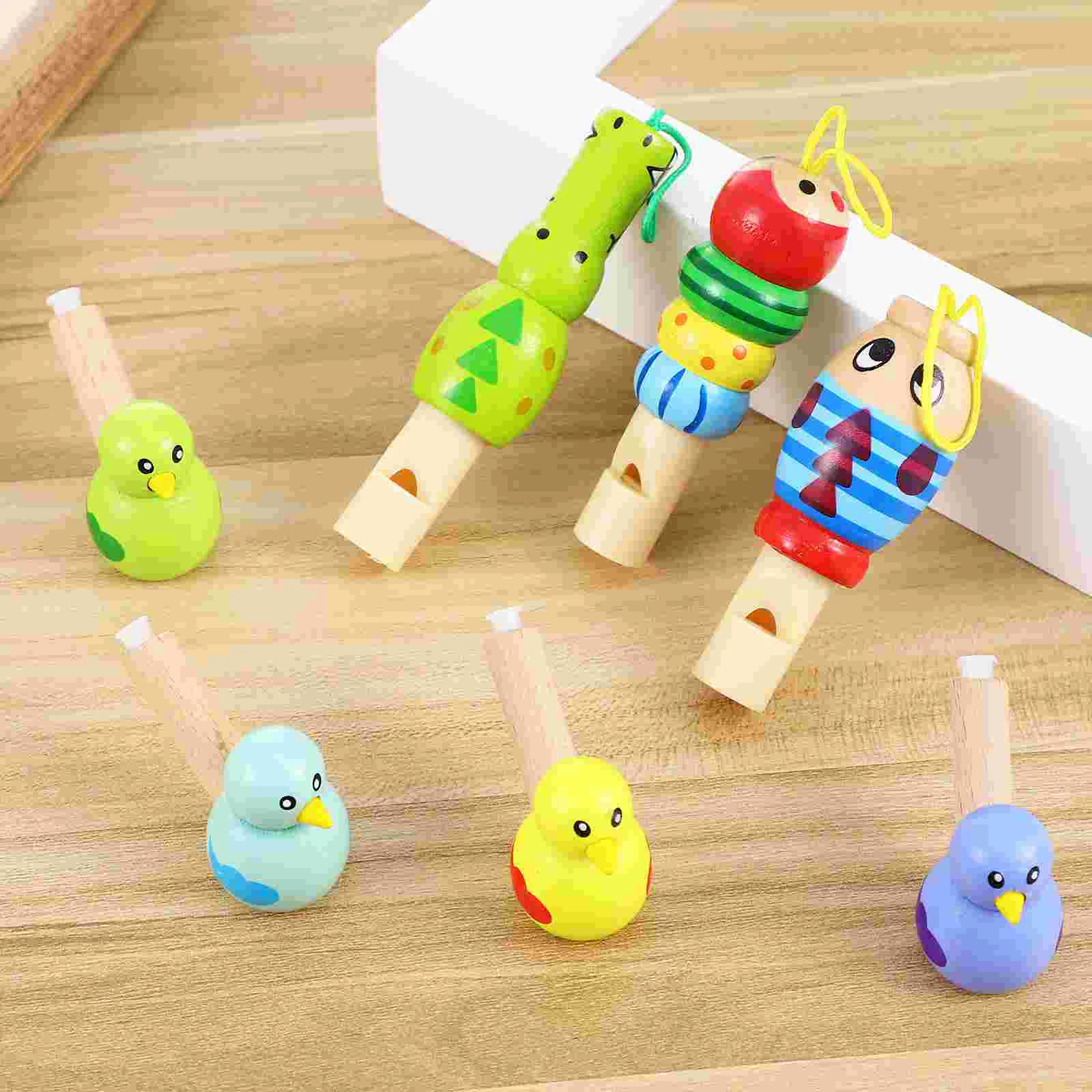 7 Pcs Animal Whistle Baby Toy Bird Shape Wooden Kids Loud Sound Emergency Vocalize Toddler