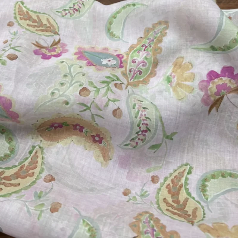 

Blue handmade DIY Ramie Fabric For Breathable Shirt Dress Clothing Cloth Fabric