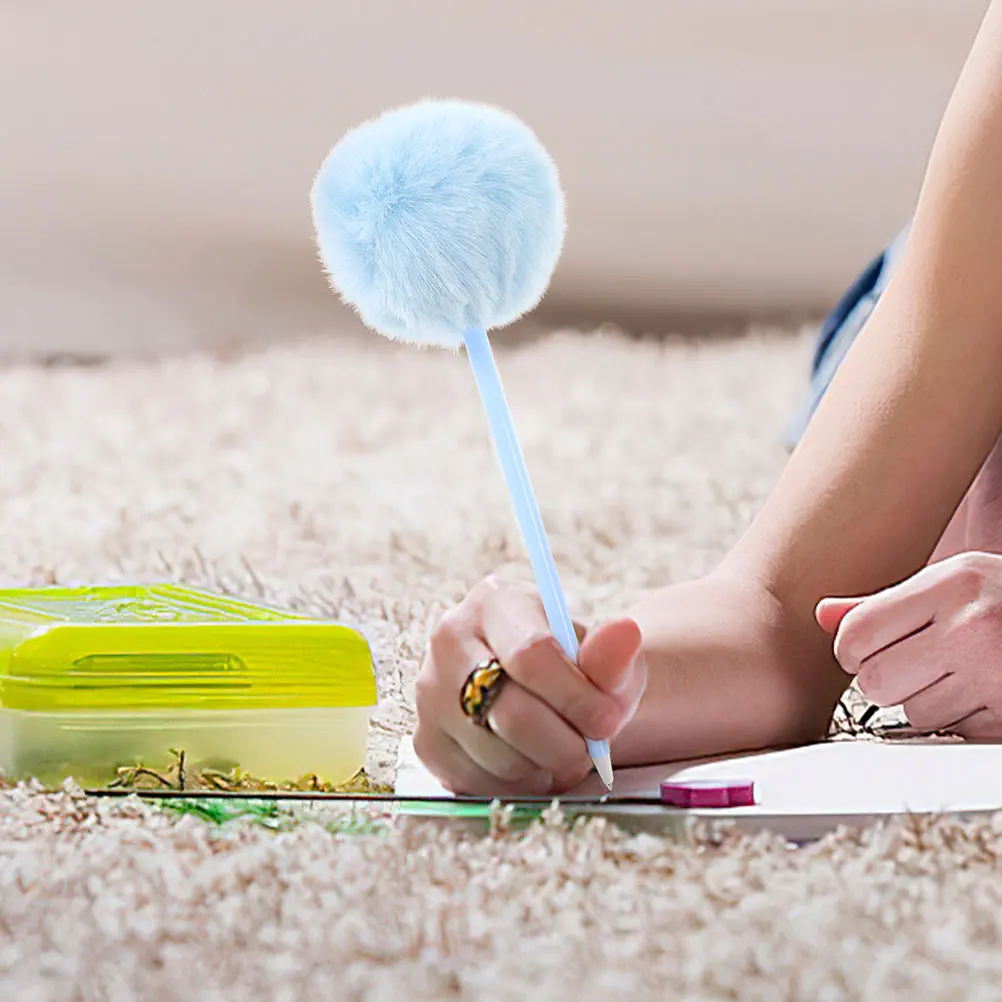 

5pcs Kids For Girls Writing Pens Fuzzy Ball Pens Adorable Cartoon Bright Colors Writing Tools Students Kids Gifts