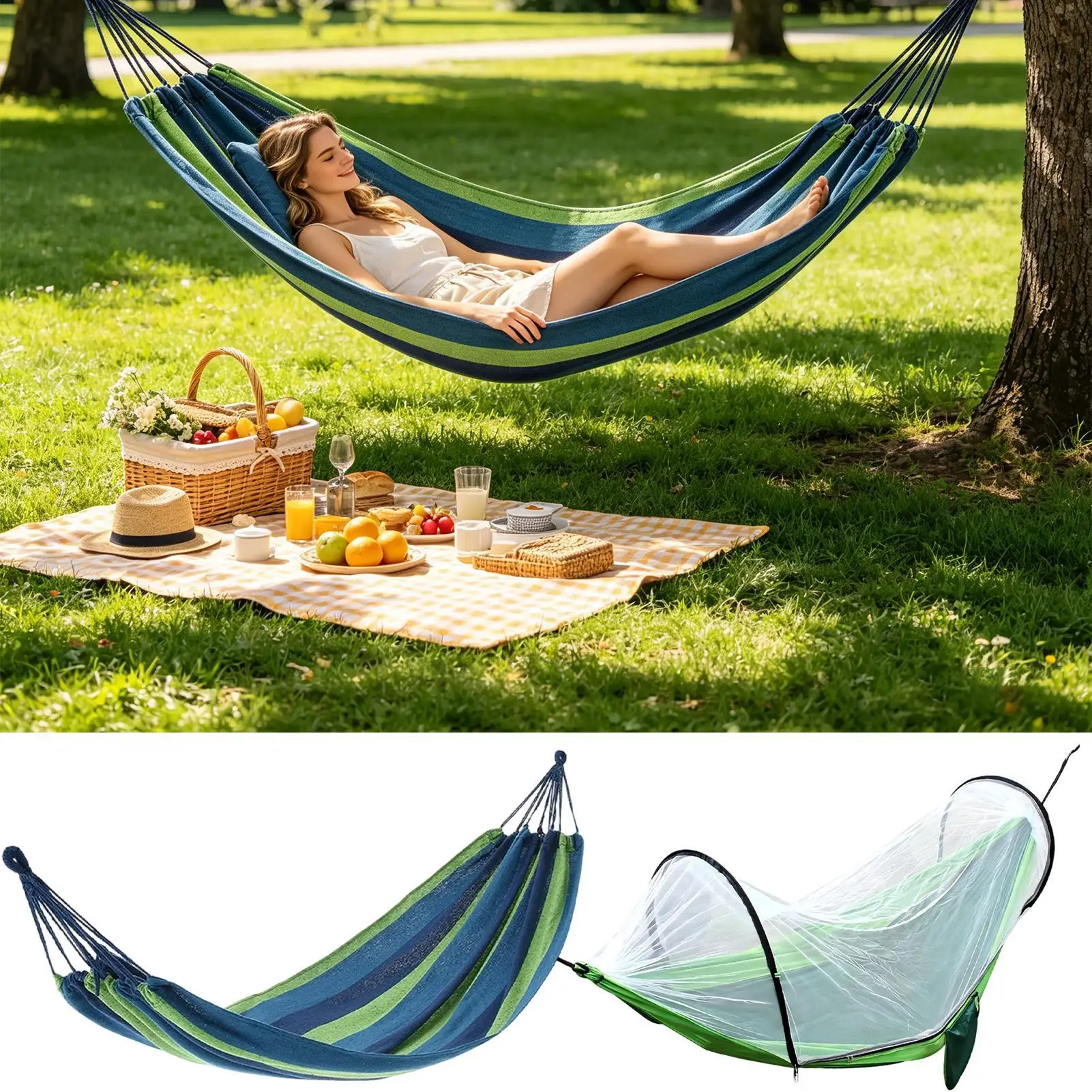 Camping Hammock With Carry Bag Comfortable Fabric Hammock For Travel Backpacking Beach Hiking Outdoor Indoor Backyard Porch