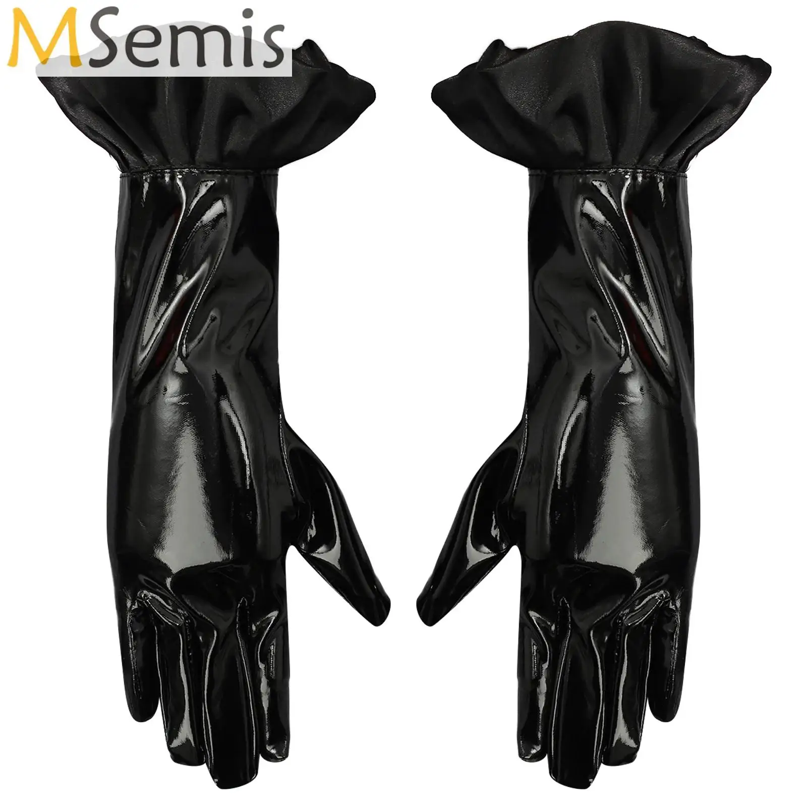 Sexy Women Shiny Long Gloves Faux Leather Latex Cosplay Clothing Pole Dancing Night Club Gloves Accessories Wedding Tight Gloves