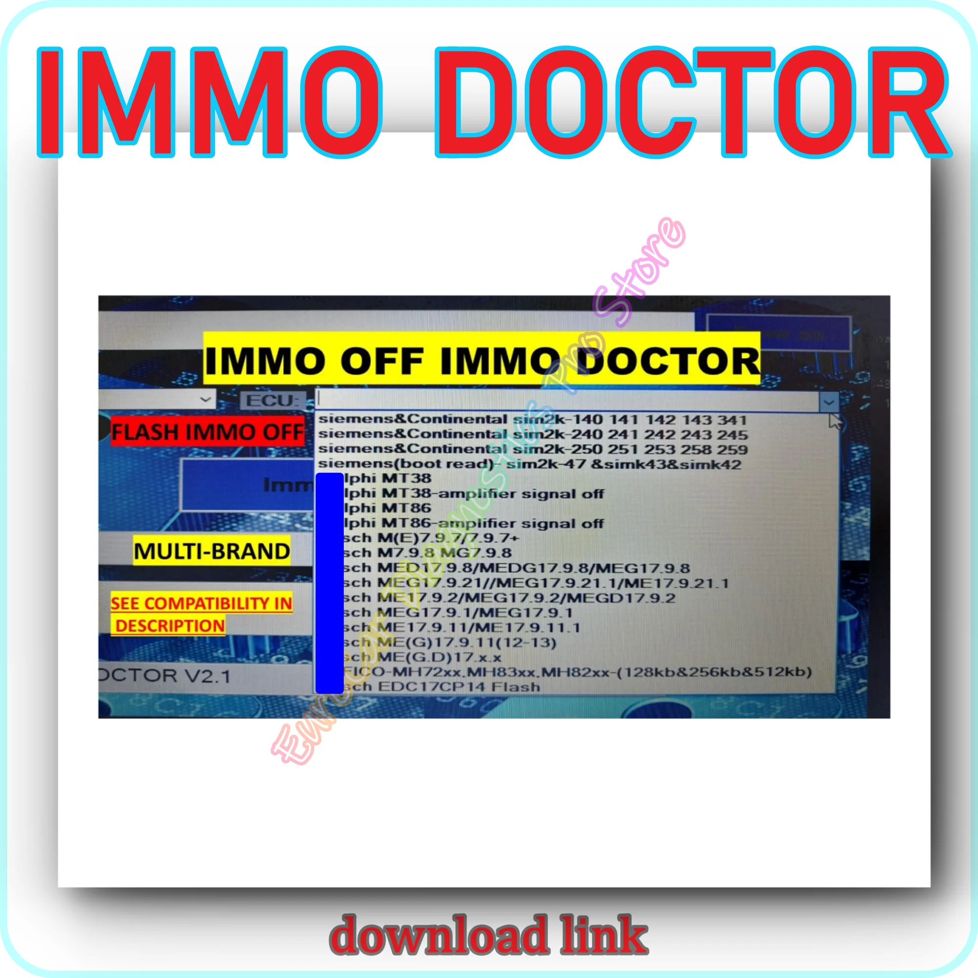 

IMMO OFF immo doctor 2.1 (активация-клюгаген)delco-delphi-siemens MULTI BRAND Immo Off Программное обеспечение ЭБУ Чип-тюнинг