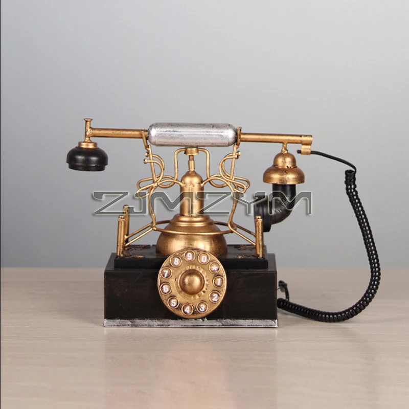 Retro Telephone Model Vintage Desktop Landline Telephone Old Fixed Telephone Home Living Room Decoration Gift