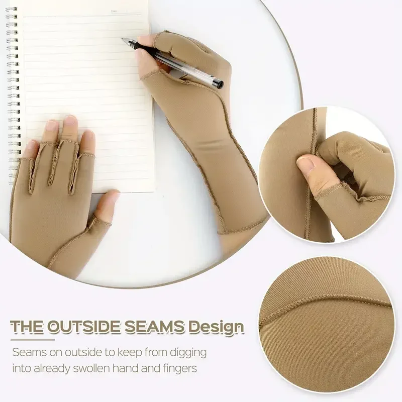 1 Pair Arthritis Compression Gloves, Fingerless Compression Glove For Arthritis For Men & Women, Open Finger Compression Glove