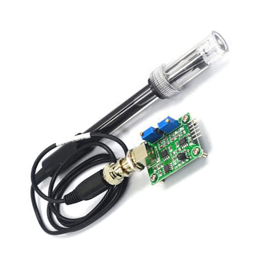 pH Regulator Sensor Module 0-14 Scale BNC Connector Electrode for Lab Monitoring Industrial Use 5V Input 4 Mounting Holes