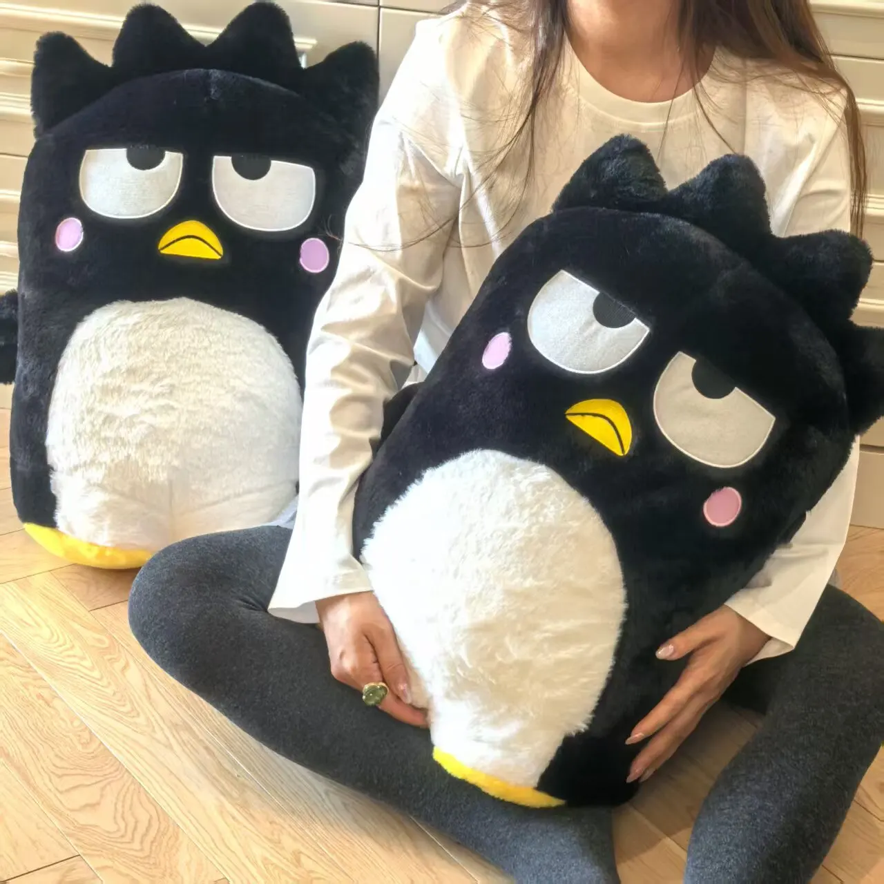 

60X50CM Bad Badtz Maru Plush Toy Kawaii Stuffed Animal Black Penguin Plushies Throw Pillow Bad Badtz Maru Doll Xmas Gifts