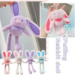 Pulling Rabbit doll Pull the Legs Rabbit Keychain Bunny Toy Soft Stuffed Toys Schoolbag Pendant Gift for Girls Baby Sleeping Toy