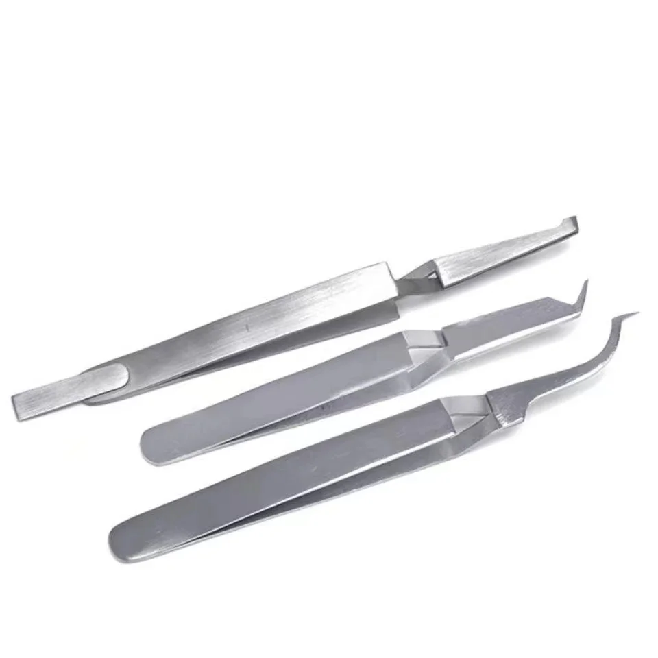 3pcs Bracket Tweezers Stainless Steel Orthodontic Reverse Action Serrated Tools Forceps Dentist Pliers Cutting dontic Buccal