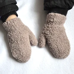 Kids Winter Warm Knitted Mittens 1-4years Khaki White Gray Baby Girls Baby Boys Velvet Thick Gloves Dropshipping KF197