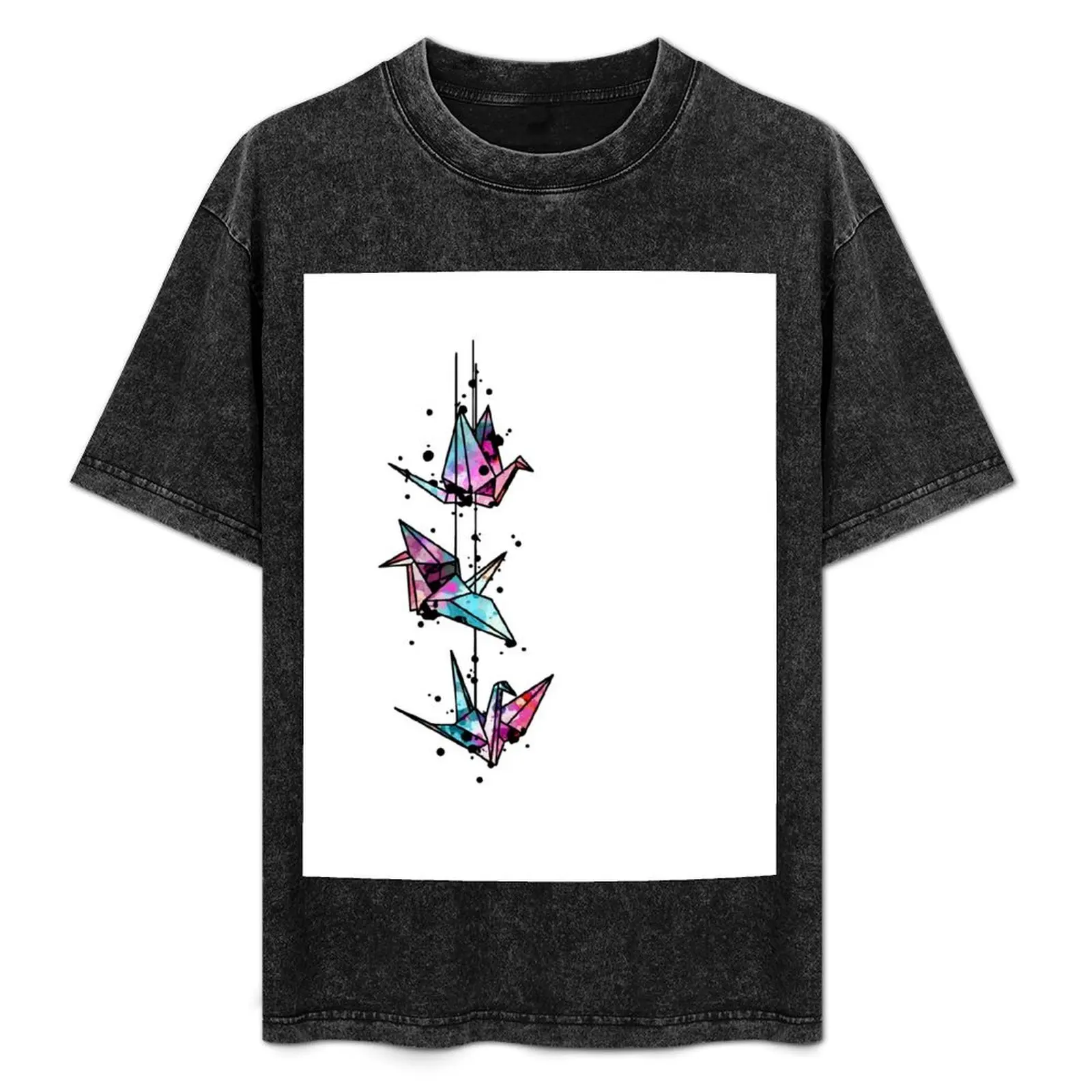 

White Crane Watercolor Origami T-Shirt Essential Solid Color T-Shirt