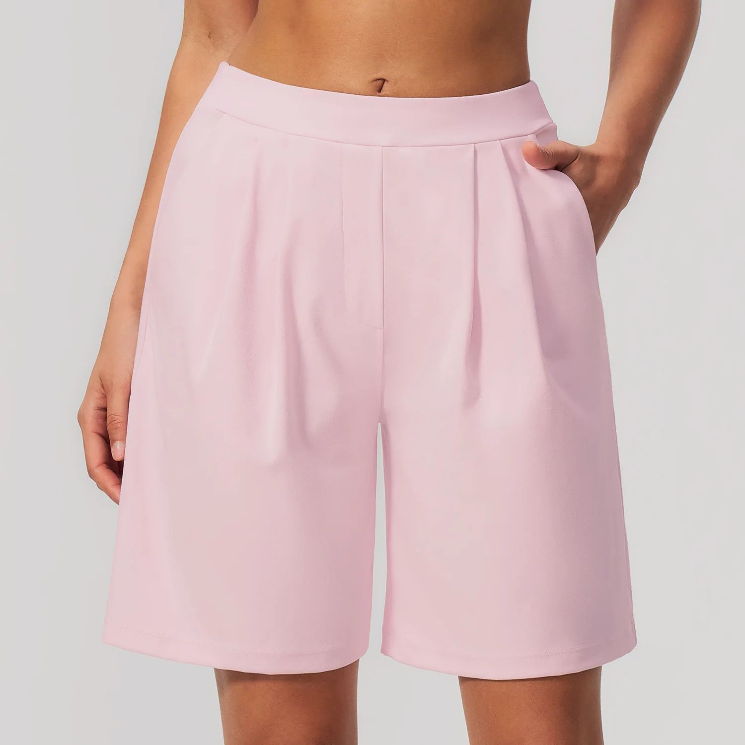 High Waist Yoga Shorts Casual Solid Color Fitness Running Workout Gym Shorts Loose Pleated Baggy Cycling Pockets Sports Shorts