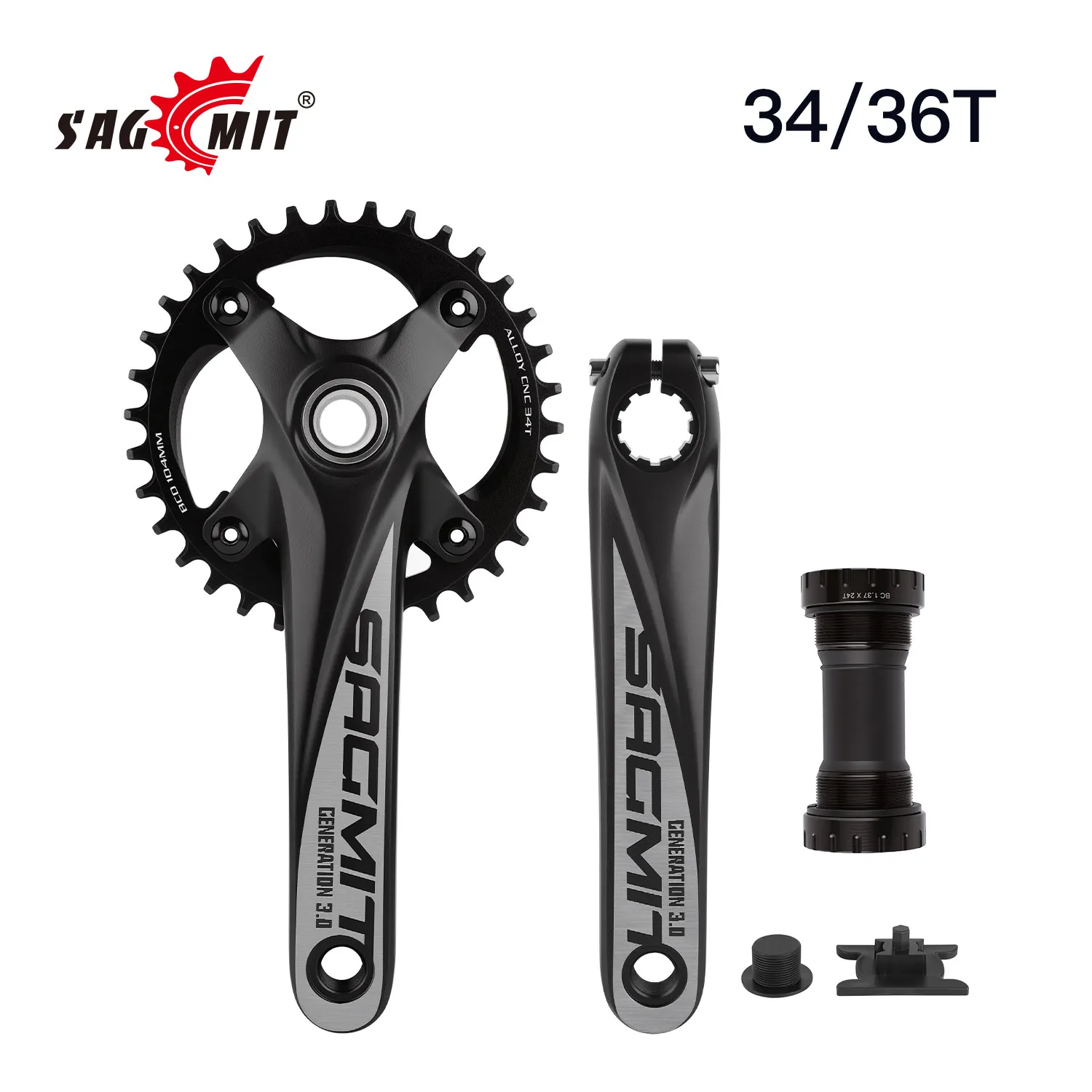 

Велосипедные шатуны SAGMIT MTB 104BCDПолая рукоятка 34/36T Встроенная звездочка кривошипа 170 мм Велосипедные шатуны из алюминиевого сплава