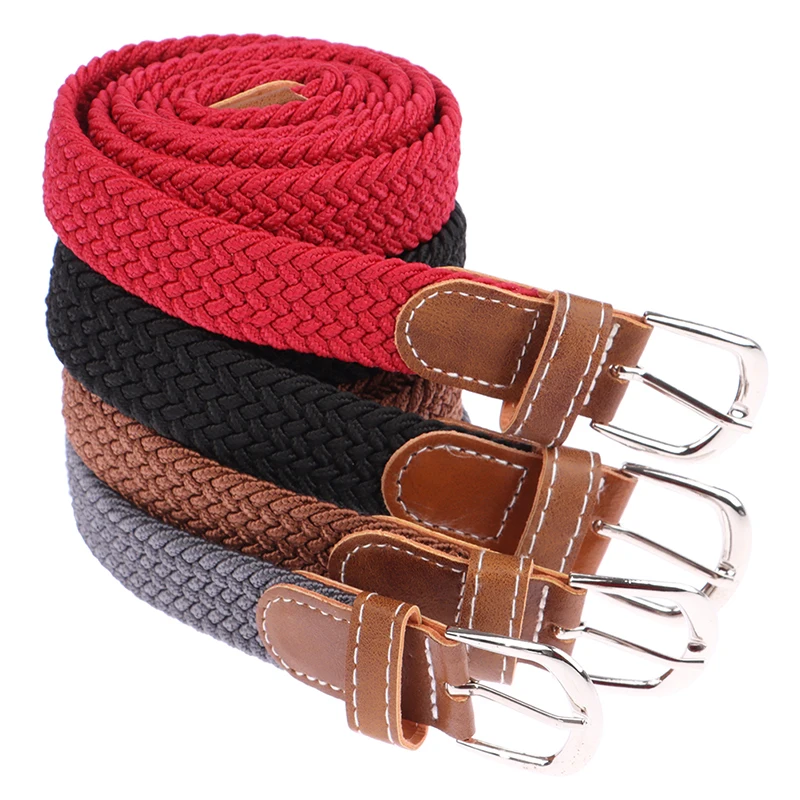 

Classic Women Canvas Belt Adjustive Metal Buckle Elastic Braided Elastic Belt Waistband For Clothing Decoration Accessories New