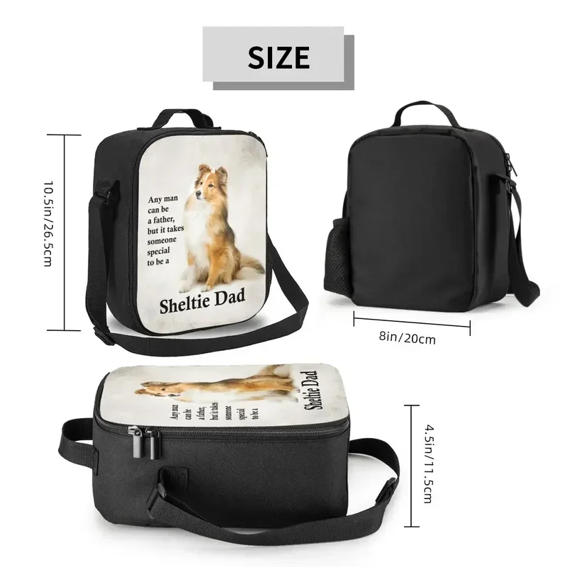 Custom Schattige Hond Huisdier Lieve Sheltie Vader Lunch Tas Mannen Vrouwen Thermisch Koeler Geïsoleerde Lunchbox Voor Kinderen School