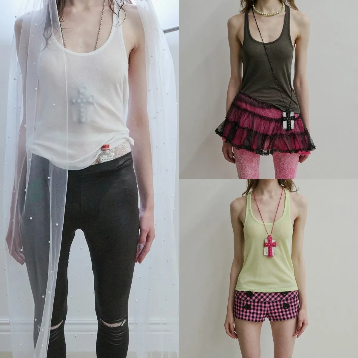 St Lace Bowknot Tank Top Slightly Sheer Y-Shaped Backless Layered Hot Girl Camisole Color-Contrasting Lace Bowknot Pendant Layered Y2K Hot Girl Top Vest Color-Contrasting Trim Halter Vest