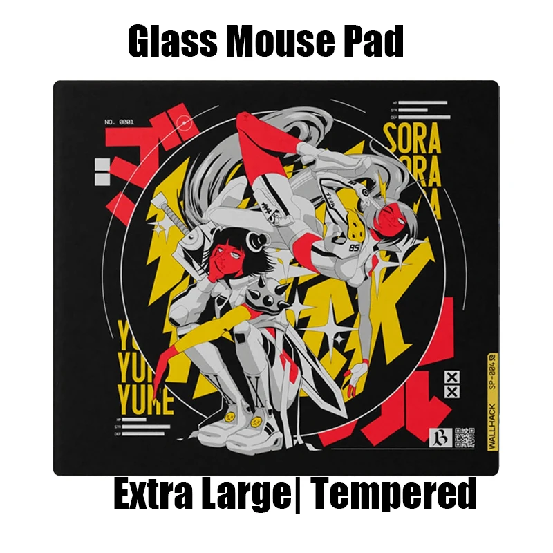 WALLHACK SP004 ARCADE TWINS Glass Mouse Pad Extra Large E-Sports Gaming FPS Tempered Desk Mat Office Custom Mousepad Accessories