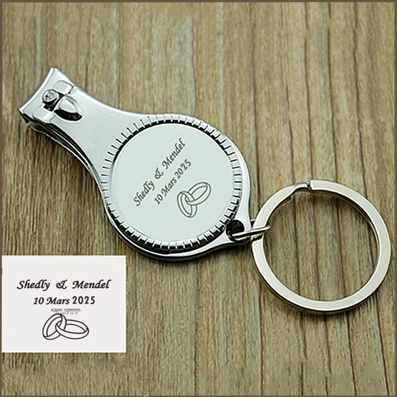 

20/100pcs Personalized Wedding Gifts Souvenirs For Guests Custom Keychain Favors Party Gift Multifunctional Opener/Nail Clippers