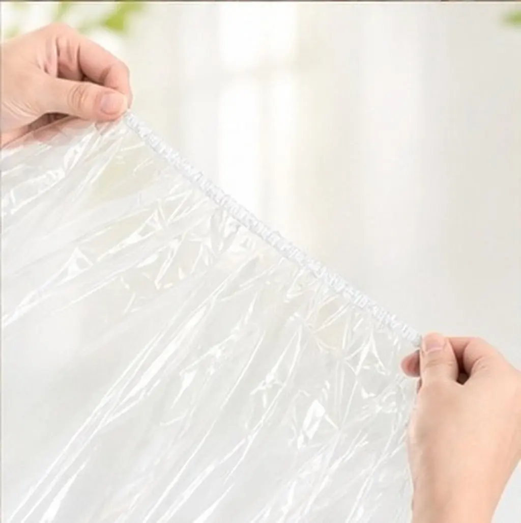60 Inch Round Transparent PVC Tablecloth Elastic Fitted Waterproof Non Yellowing Table Cover Protector for Kitchen Dining Patio