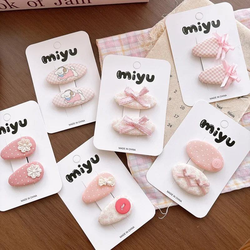 

Pink Bow Fabric Hair Clips All Match Kids Small Plaid Barrettes Baby Bangs Broken Hair Clip Elegant Fashion Daily Hair Accessory