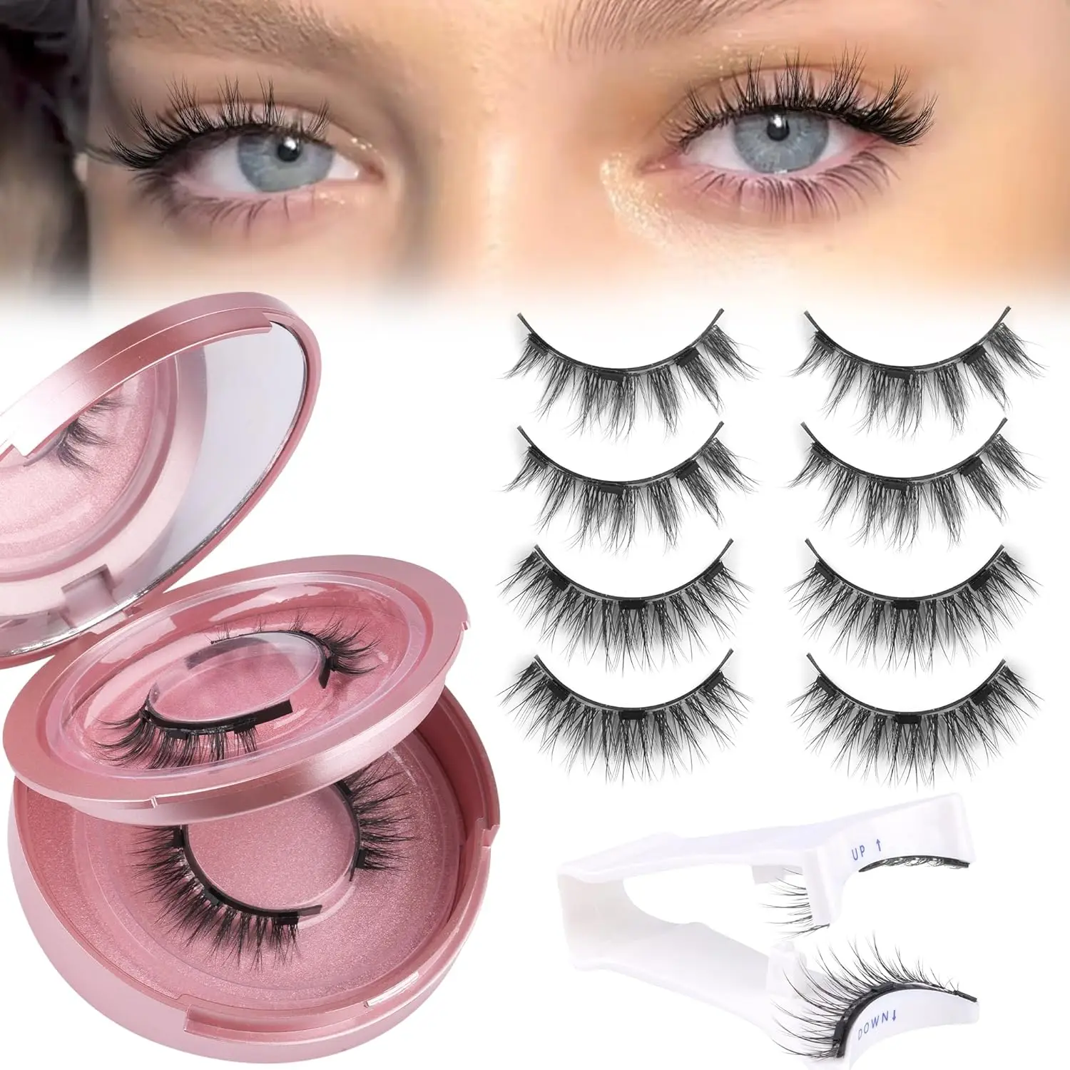 Eyelashes Magnetic Lashes with Applicator Reusable Magnetic Eyelashes Lashes with Magnets False Magnetic Lashes