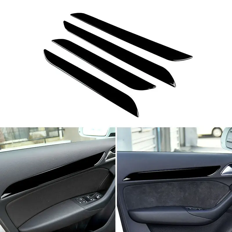 

For Audi Q3 8U 2013 2014 2015 2016 2017 2018 Soft Carbon Fiber Car Accessories Door Window Panel Trim Cover Strips Piano Black