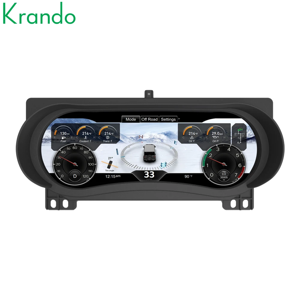 Krando 12.3'' Car LCD Digital Cluster panel For Jeep Wrangler JL 2018 - 2022 Dashboard Virtual Instrument CockPit New Upgrade