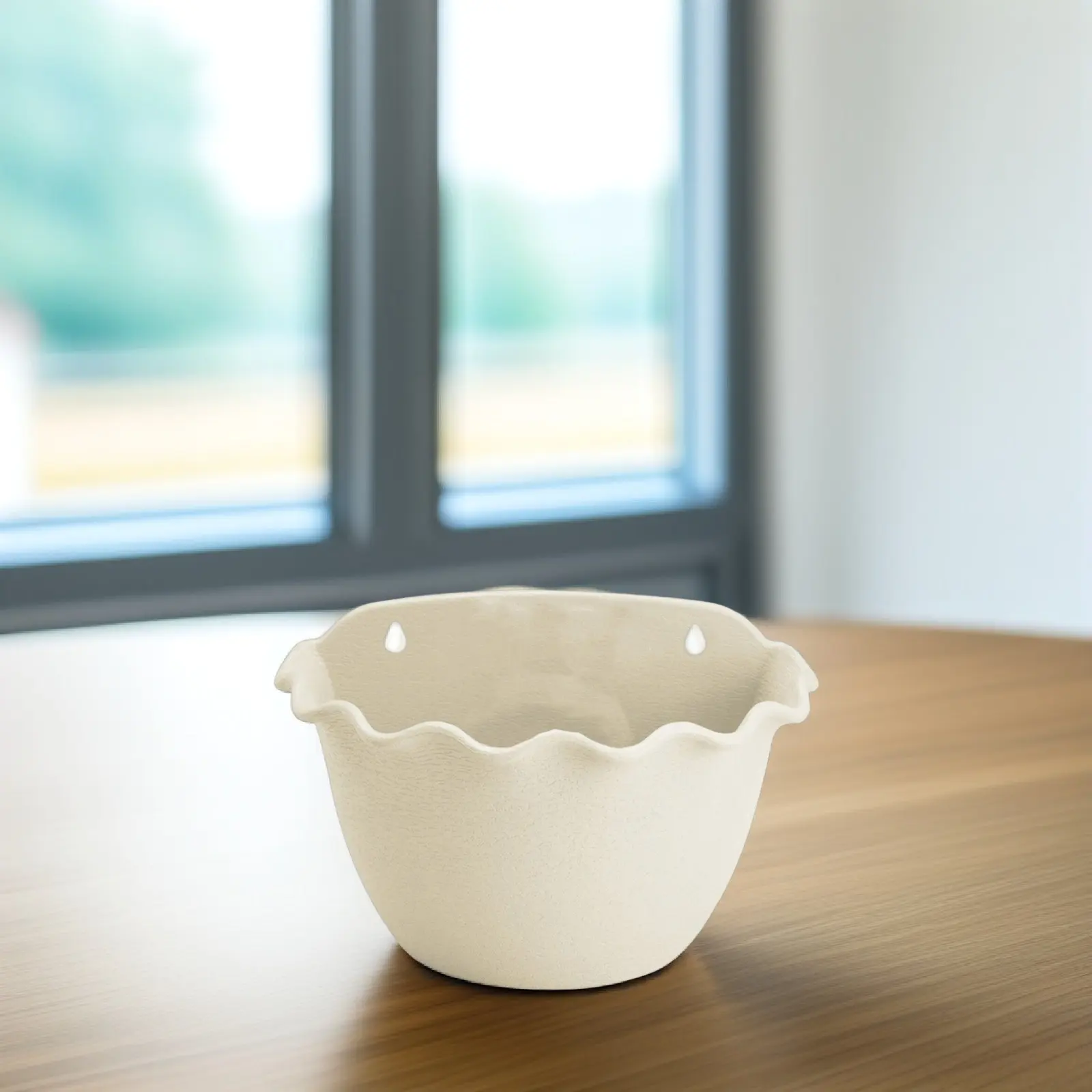 1Pcs Semicircle Wall Planter Plastic Flowerpot Beige Indoor Outdoor Hanging Flowerpot for Home Garden Use Wall Hanging Planter