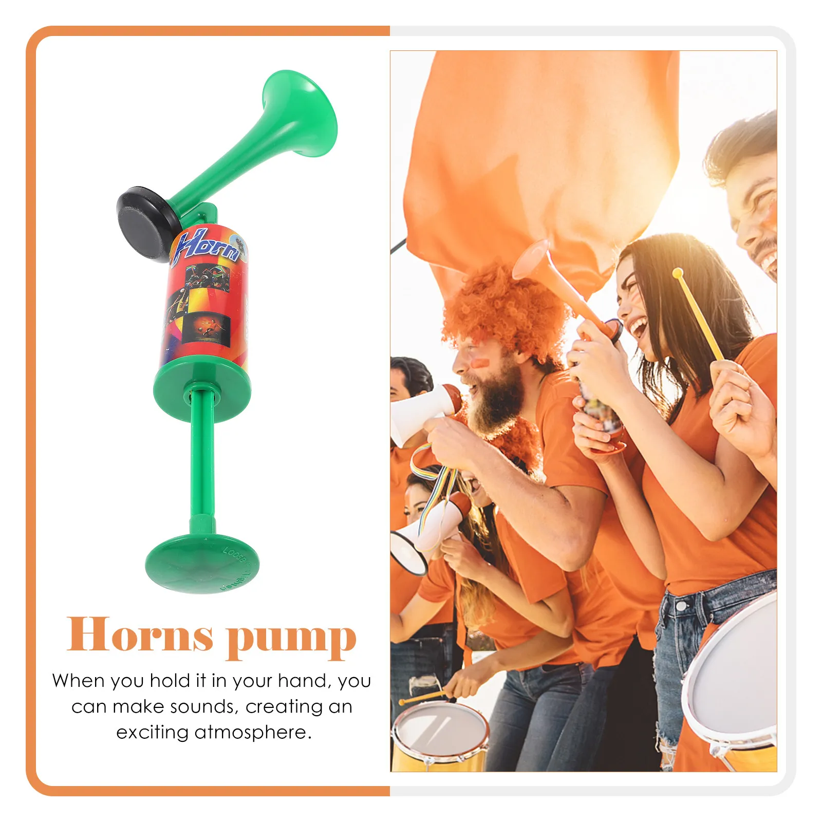 Hand Push Air Horn Toy Handheld Loud Cheer Horn for Kids Sports Games Stadium Parties Outdoor Events