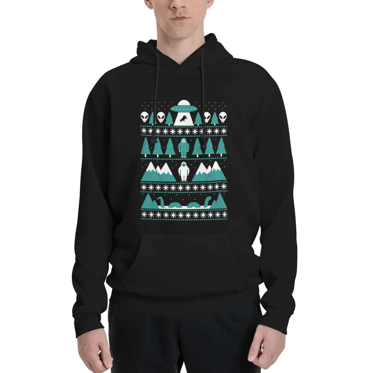 Suéter navideño paranormal Edgy A suéter con capucha para hombre