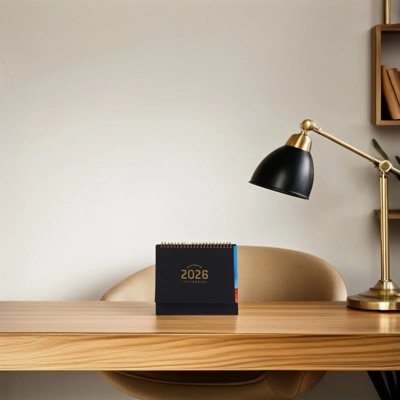 

2026 Standing Flip Desk Calendar Minimalist Twin-Wire Binding Compact Desktop Calendar for Daily Planning Office Home Workspace
