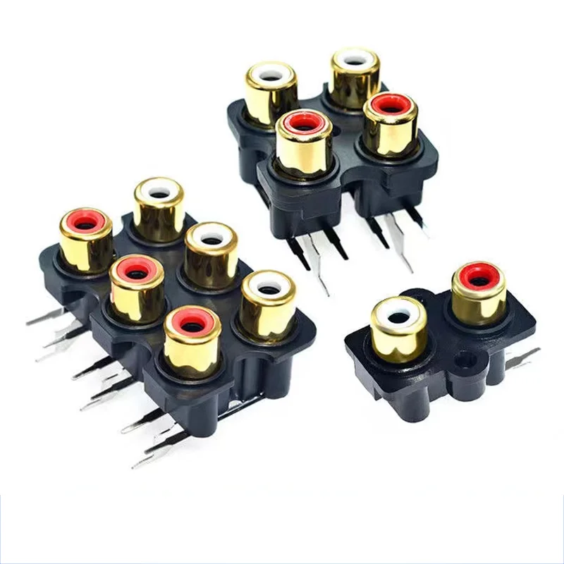 مقبس RCA لوتس ثقب أحمر وأبيض 2 فتحة 4 فتحات 6 فتحات قاعدة صوت AV قاعدة مقبس صوت إشارة التوصيل