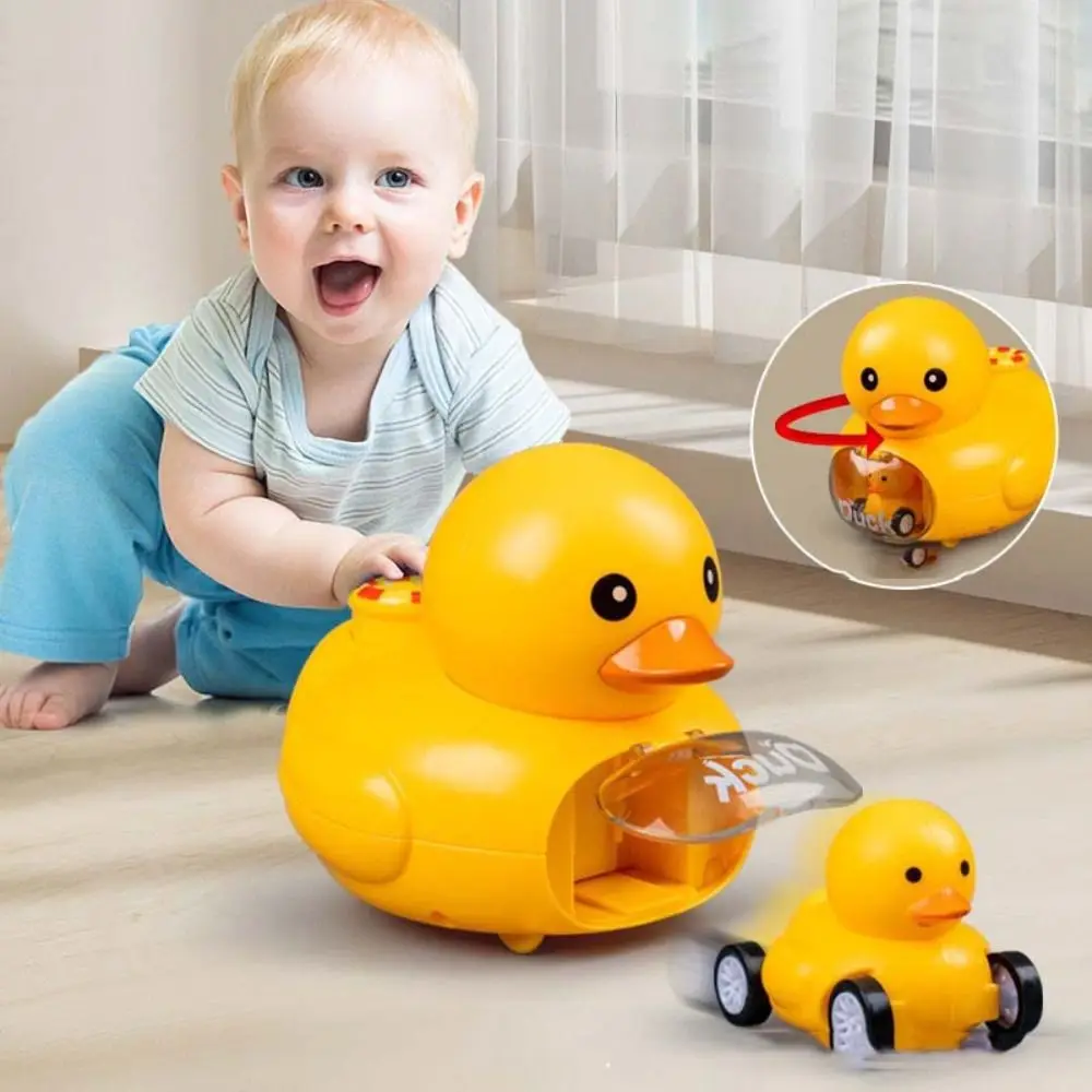 Cartoon Design Yellow Duck Launching Early Education Parent-Child Interactive Mini Press Go Ejector Vehicles Press Go