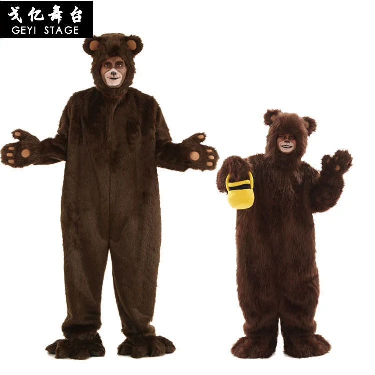 

Deluxe Cute Plush Brown Bear Mascot Costume Fursuit Halloween Cosplay Party Furry Dress Animal Adult Kids Costume